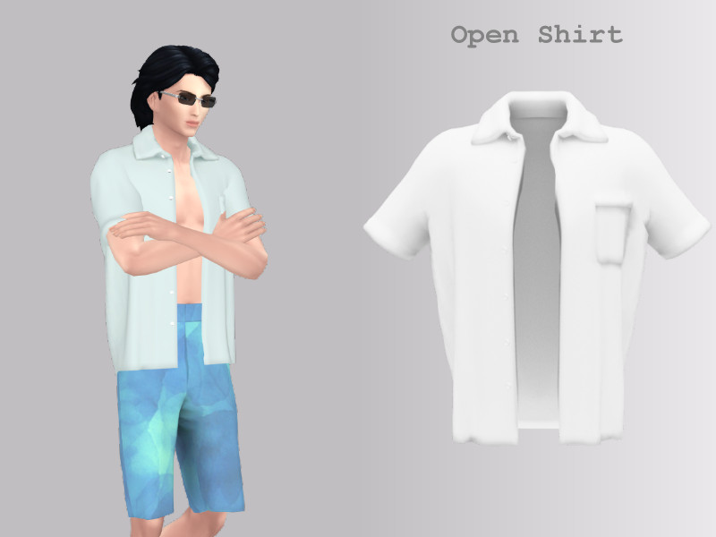 Sims 4 men’s clothing CC [YINYN]26061_OpenShirt by Yinyn