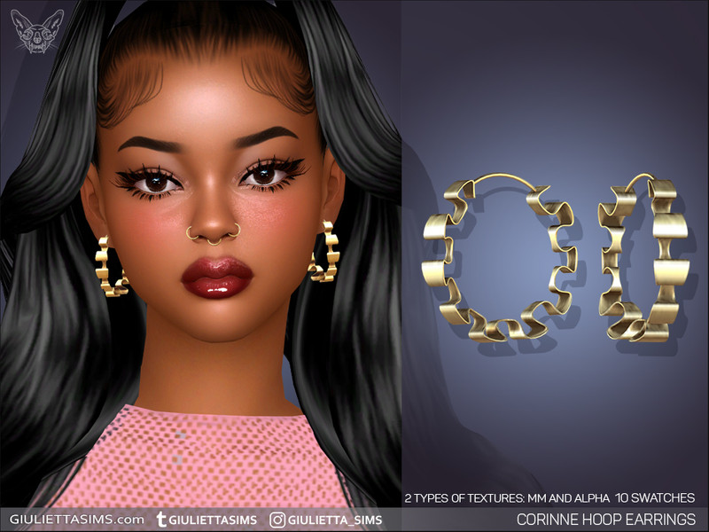 Sims 4 Corinne Hoop Earrings by feyona