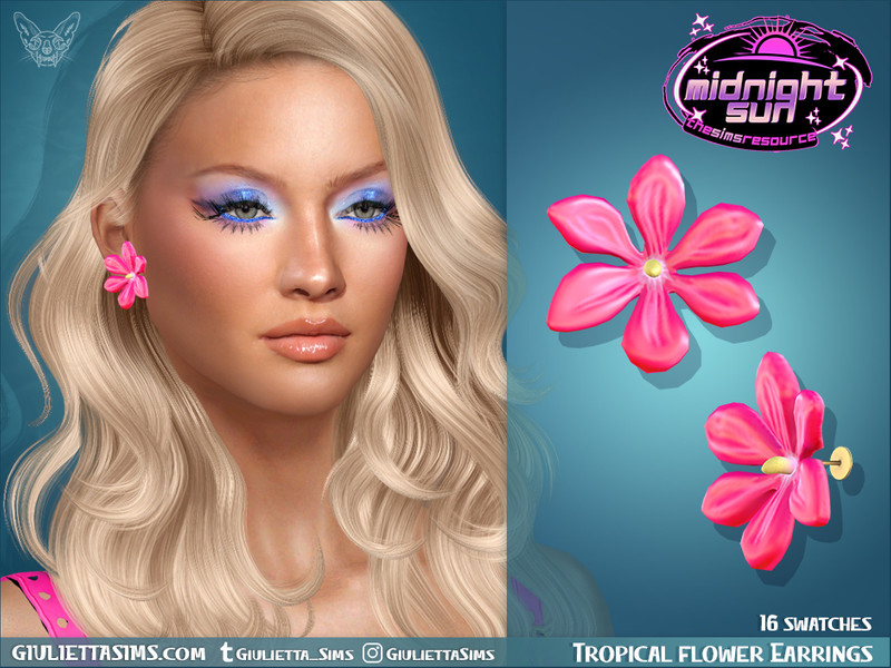 Sims 4 Tropical Flower Earrings by feyona