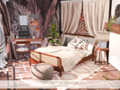 Sims 4 — Walnut Bedroom by BlusterSims — Walnut Bedroom is a cozy, modern space defined by warm wood tones, soft