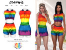 Sims 4 — PRIDE - Rainbow Drawstring Hooded Dress with Hooded Top and Mini Shorts by Daph's — Bring bold rainbow energy to