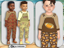 Sims 4 — Toddler Vintage Football Overall by Pelineldis — Kids fashion clothing: long overalls for toddler girls and boys
