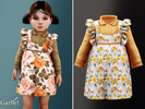 Sims 4 — Toddler - Floral pinafore dress layered over a collared blouse by Garfiel — A charming toddler outfit featuring