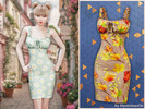 Sims 4 — Ruffle strap floral bodycon dress by MysteriousOo — A charming bodycon dress featuring delicate ruffled shoulder