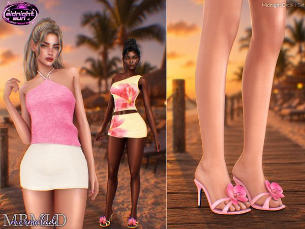 Sims 4 — Midnight Orchid Set by Mermalade — Halter Top