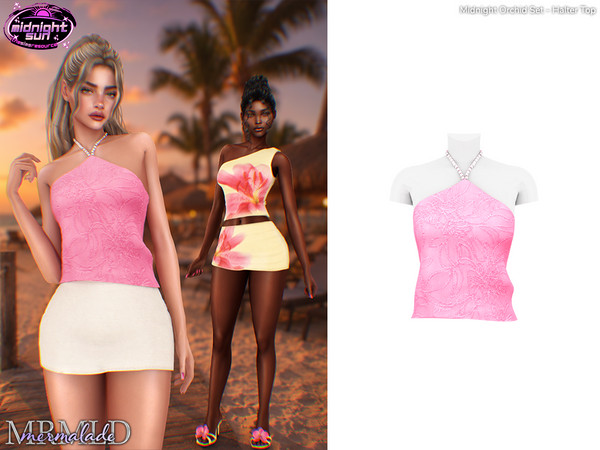 Sims 4 — MERMALADE Midnight Orchid Set - Halter Top by Mermalade — Halter Top
