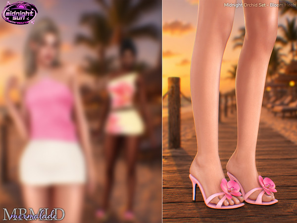 Sims 4 — MERMALADE Midnight Orchid Set - Bloom Heels by Mermalade — Halter Top