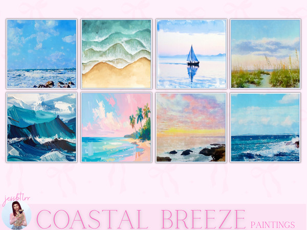 Sims 4 — Coastal Breeze Paintings by jessbtlrr — Add a peaceful coastal atmosphere to your Sims homes with the Coastal