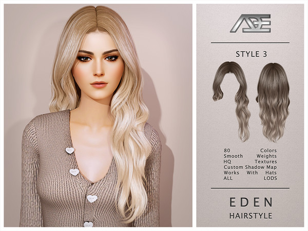Sims 4 — Eden Hairstyle - Style 3 by Ade_Darma — Eden Hairstyle - Style 3 New Hair Mesh