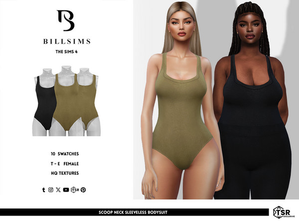 Sims 4 — Scoop Neck Sleeveless Bodysuit by Bill_Sims — This bodysuit features a scoop neckline and a sleeveless fit! -