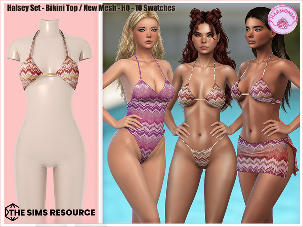 Sims 4 — Harmonia_TSR_HalseySet_BikiniTop by Harmonia — Bikini Top 10 Swatches