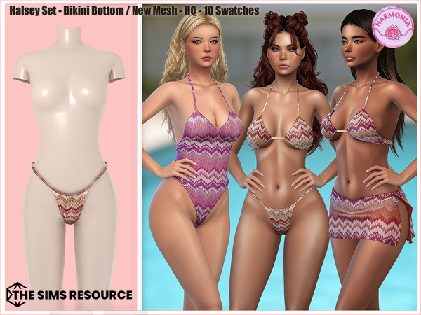 Sims 4 — Harmonia_TSR_HalseySet_BikiniBottom by Harmonia — Bikini Top 10 Swatches