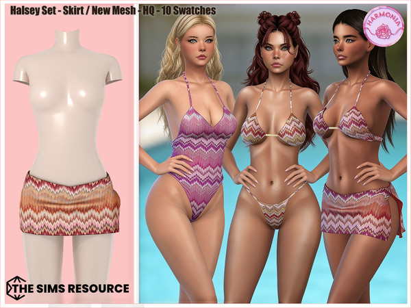 Sims 4 — Harmonia_TSR_HalseySet_BikiniSkirt by Harmonia — Bikini Top 10 Swatches