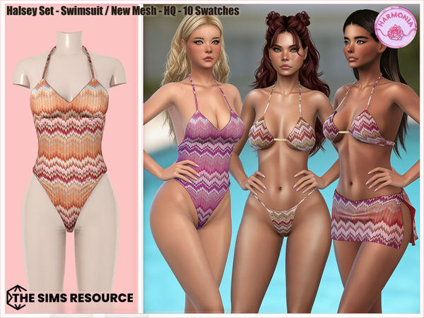 Sims 4 — Harmonia_TSR_HalseySet_Swimsuit by Harmonia — Bikini Top 10 Swatches