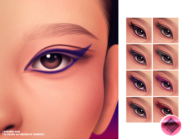 Sims 4 — Graphic Cat Liner by cosimetic — Eyeliner N456 Graphic Cat Liner combines the timeless cat-eye look with a bold