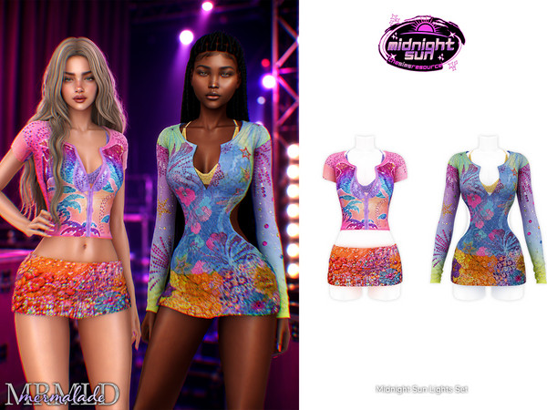 Sims 4 — Midnight Sun Lights Set by Mermalade — Midnight Sun Lights - Dress - Top - Skirt