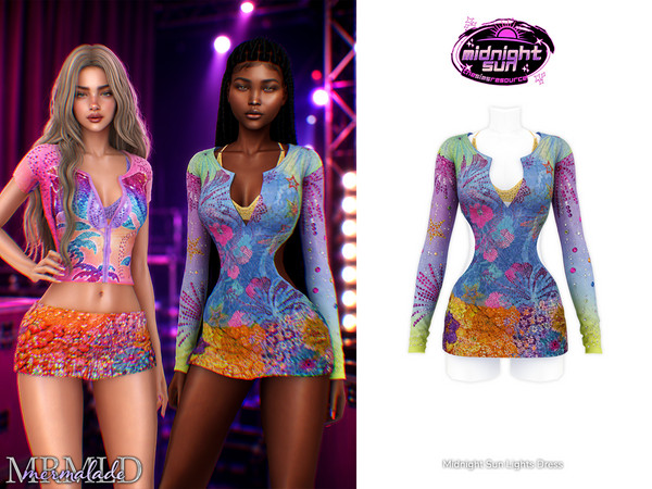 Sims 4 — MERMALADE Midnight Sun Lights Dress by Mermalade — Midnight Sun Lights - Dress - Top - Skirt
