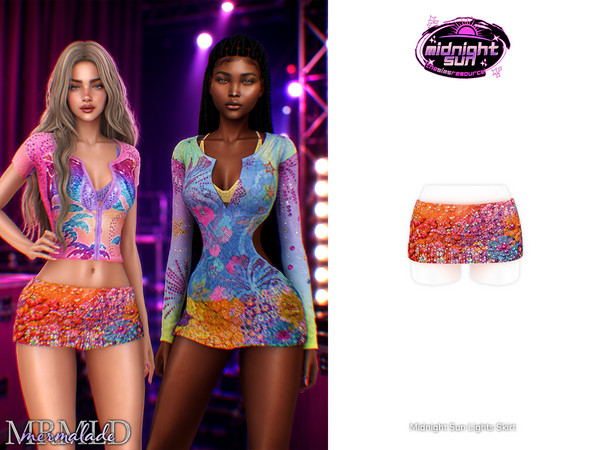 Sims 4 — MERMALADE Midnight Sun Lights Skirt by Mermalade — Midnight Sun Lights - Dress - Top - Skirt