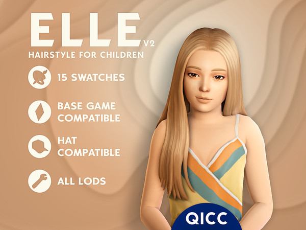 Sims 4 — Elle Hair v2 by qicc — A long, sleek, and straight hairstyle featuring a classic, clean middle part. - Maxis
