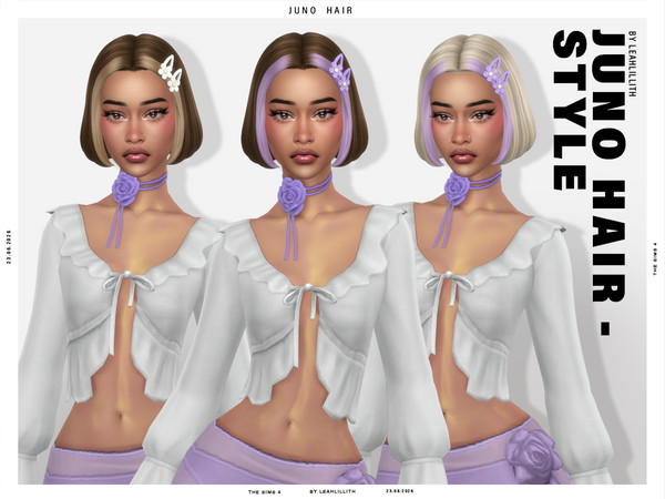 Sims 4 — Leahlillith_JunoHairstyle_Hairclips_001 by Leah_Lillith — There is optional recolor (color wheel) which can be