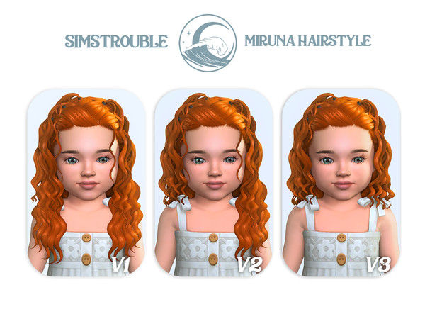 Sims 4 — simstrouble_ToddlerHair_MirunaV2 by simstrouble — A Curly Hairstyle Set featuring soft, flowing curls and