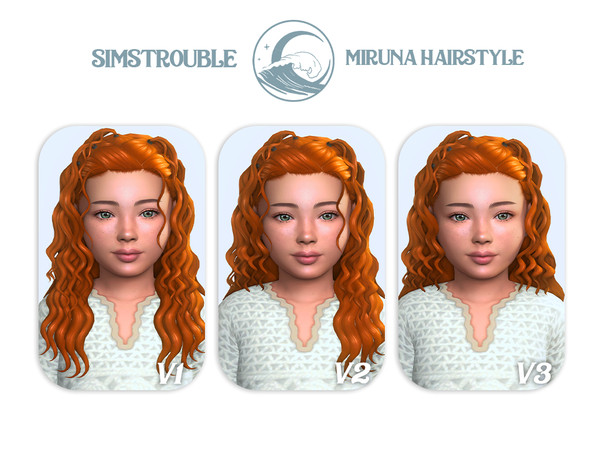 Sims 4 — simstrouble_ChildHair_MirunaV3 by simstrouble — A Curly Hairstyle Set featuring soft, flowing curls and delicate