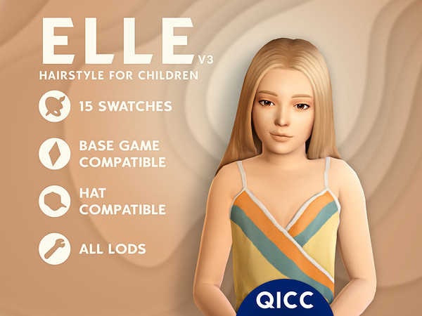 Sims 4 — Elle Hair v3 by qicc — A long, sleek, and straight hairstyle featuring a classic, clean middle part. - Maxis