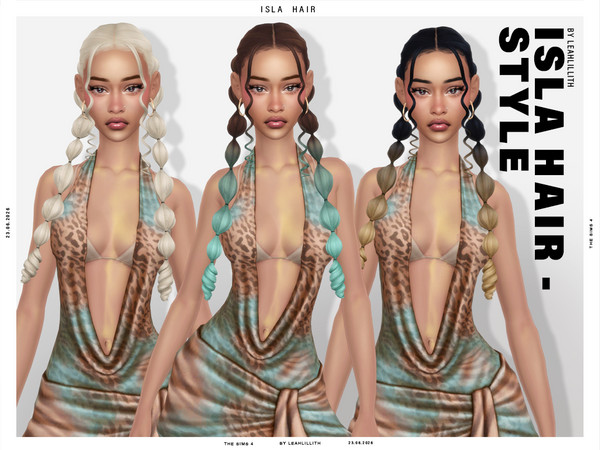Sims 4 — Isla Bubble Braids hairstyle by Leah_Lillith — There is optional recolor (color wheel) which can be found in the