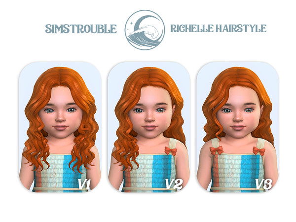 Sims 4 — simstrouble_ToddlerHair_RichelleV3 by simstrouble — A classic center-parted curly hairstyle with face-framing