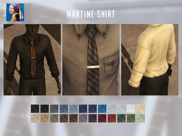 Sims 4 — RUSTY_Mattie Denim Shirt by rustys_cc — a Classic Shirt with Tie, Silky and Denim Textrue