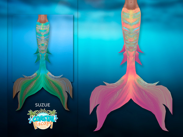 Sims 4 — Suzue_MermaidTail_Ocean_N1 by Suzue — A Mermaid set: tail, top and ears