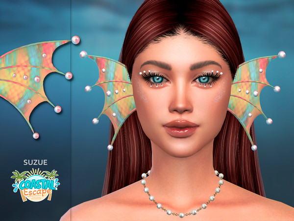 Sims 4 — Suzue_MermaidEars_Ocean_N240 by Suzue — A Mermaid set: tail, top and ears