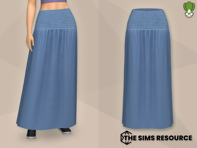 Sims 4 modest and traditional clothing CC Modest Wear - Shirring Waist Maxi Skirt by kapakijo