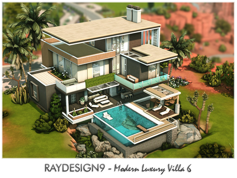 Sims 4 villa estate mansion and resort lot CC Modern Luxury Villa 6 by RayDesign9