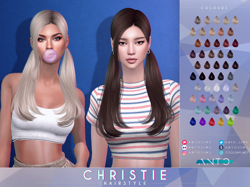 Sims 4 long flowing and layered hairstyle CC Christie Hairstyle by Anto