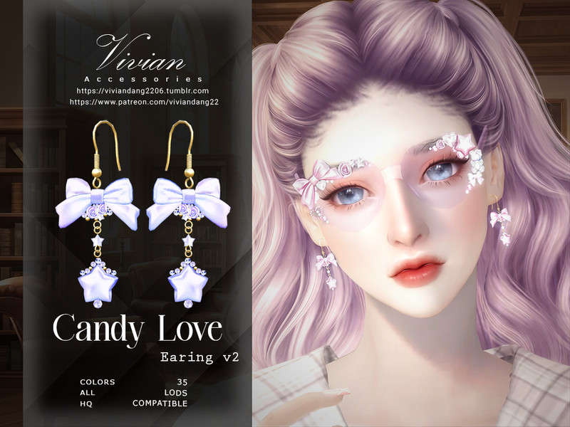 Sims 4 Candy Love - Earing V2 by VivianDang