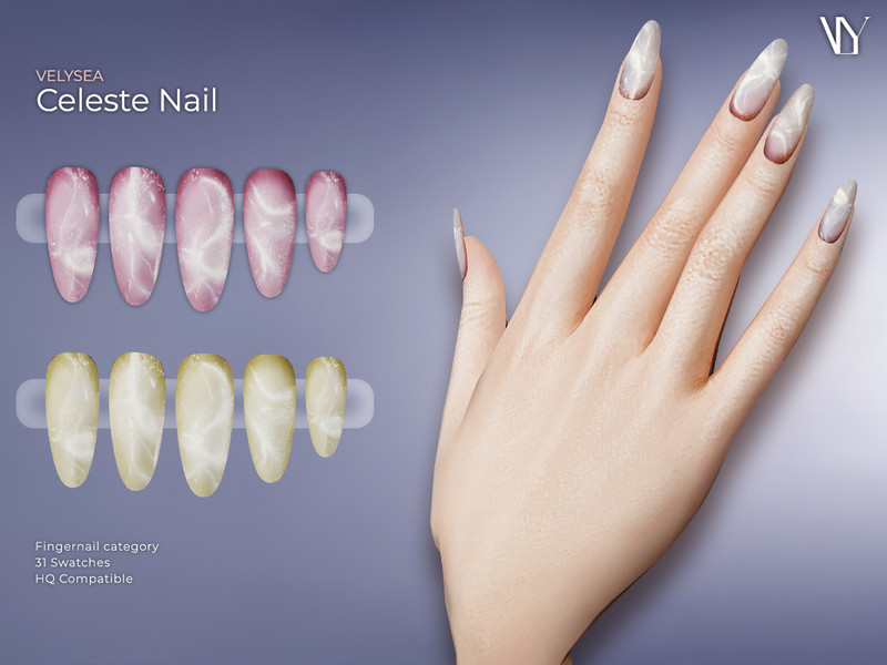Sims 4 VELYSEA Celeste Nail by VELYSEA
