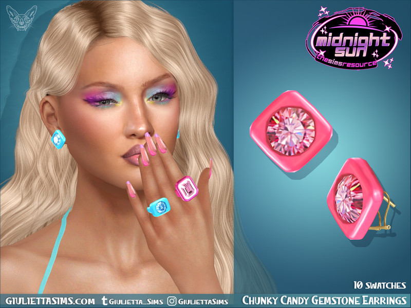 Sims 4 Midnight Sun - Candy Gemstone Earrings by feyona