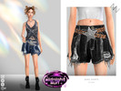 Sims 4 — JEANS SHORTS by ZNsims — cowboy, shorts, stars, belt, holes
