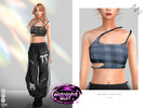 Sims 4 — INCLINED SLING VEST by ZNsims — overhead sling, vest, short style, check pattern, bare midsection