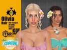 Sims 4 — Olivia Hair by GoAmazons — Put 'Wavy hair in loose braid with strands for hot holidays. Hair flower accessory by