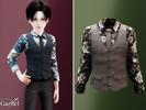 Sims 4 — Child - Floral shirt with tailored vest and slim tie by Garfiel — A polished child top featuring a floral long