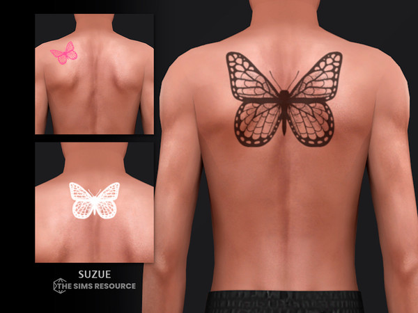 Sims 4 — Butterfly Back Tattoo by Suzue — Butterfly Back Tattoo N64