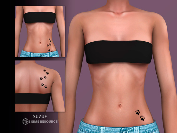 Sims 4 — Cat Paw Tattoo by Suzue — Cat Paw Tattoo N65
