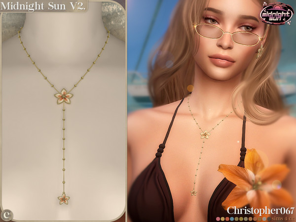 Sims 4 — Midnight Sun Necklace V2 - Summer Flower Satellite Chain Lariat Necklace by christopher0672 — This is a stunning