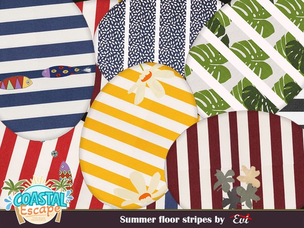 Sims 4 — Summer floor stripes by evi — Summer rugs with stripes that bring a fresh vacation air into your rooms