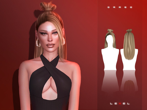 Sims 4 — LEXEL - Drago long updo with bun "adult hairstyle" by LEXEL_s — 35 swatches