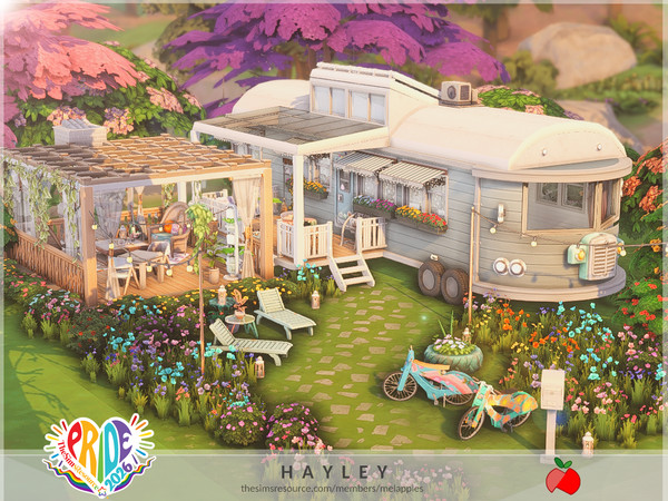 Sims 4 — PRIDE - Hayley - no cc by melapples — a small bus converted into a a cute colorful home for a small sized