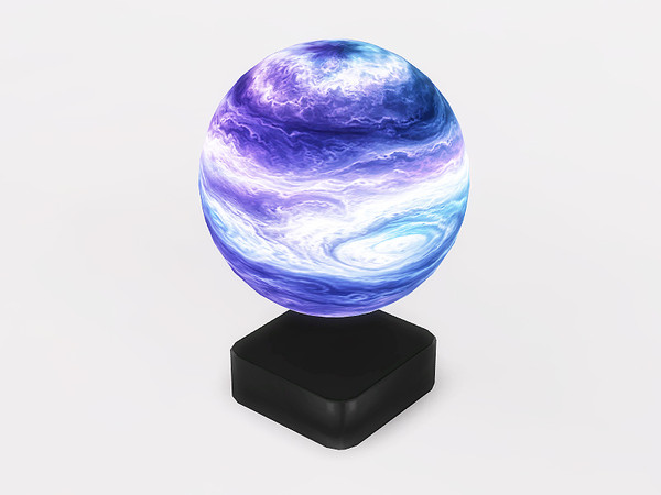 Sims 4 — Mirai Floating Globe by SaeraMaples — Modern gaming style office featuring a glowing, scrolling RBG effect.