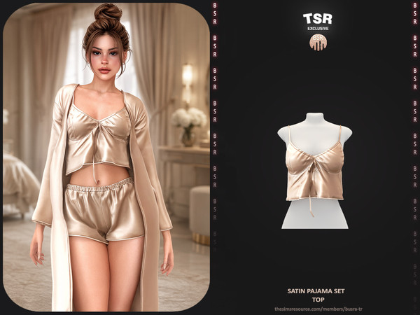 Sims 4 — Satin Pajama Set - Top BD1689 by busra-tr — - BD1689
